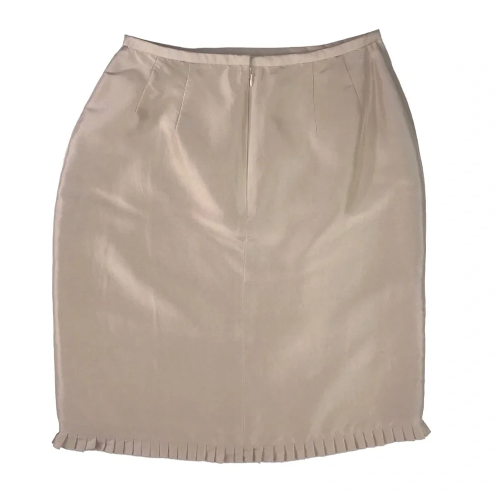 Maggy London Silk Skirt SZ 8 Pleat Hem Pencil Quiet Luxury Wedding Guest Dressy